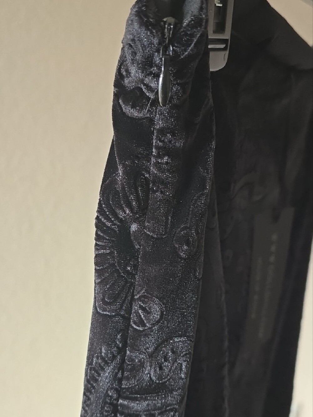 Dolls Kill Black Paisley Lace-Up Velvet Maxi Skirt - Picture 7 of 9